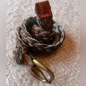 🍊Orange Tab🍊Levi's True Vintage 60’s 70’s Denim & Leather Braided Belt, Size 30